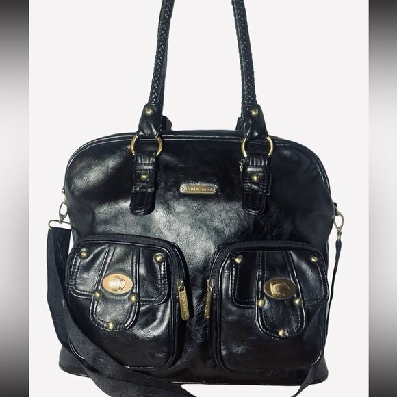 Timi & Leslie Black Baby Bag with Gold Hardware and Dome Shape - Picture 2 of 11